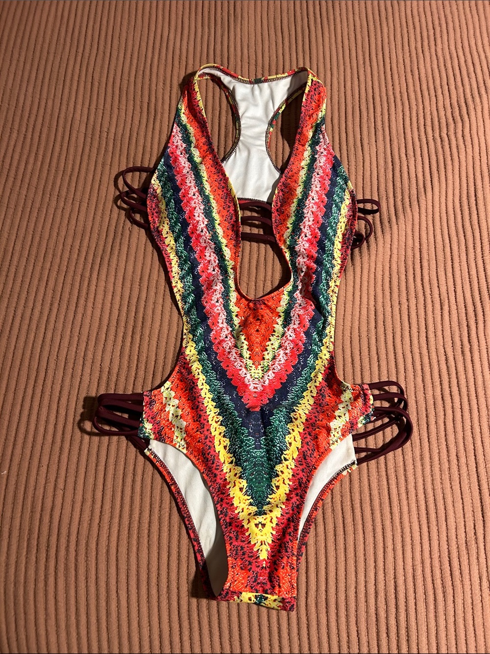 Kids Multicolor Crochet-Style One-Piece Swimsuit